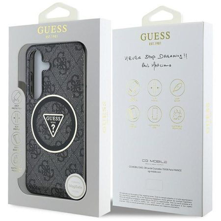 Guess 4G Glitter Triangle Buttons MagSafe - Gehäuse für Samsung Galaxy S25 (schwarz)