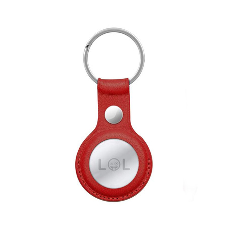 Crong Leather Case with Key Ring – Protective leather case with key ring for Apple AirTag 1/2 (red)