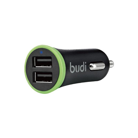 Budi - Nabíječka do auta 2x USB, 17W + Lightning kabel (černá)