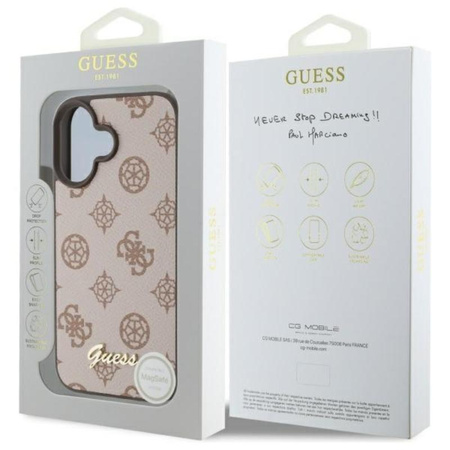Guess Peony Script MagSafe – Pouzdro pro iPhone 16 (hnědé)