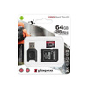 Kingston Canvas React Plus MicroSDXC - 64 GB A1 Class 10 U3 165/285 MB/s memory card with adapter