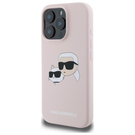 Karl Lagerfeld szilikon dupla fejű nyomtatott MagSafe - iPhone 16 Pro tok (rózsaszín)