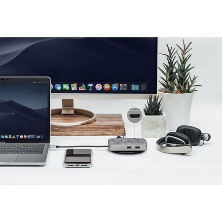 Moshi Symbus Q - Hub USB-C + chargeur sans fil à induction Qi pour iPhone et Android (Gris)