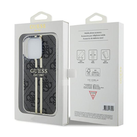 Guess IML 4G Gold Stripe - Hülle für iPhone 15 Pro (Schwarz)