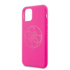Guess Slilicon 4G Logo ton sur ton - Coque iPhone 11 Pro (Fuchsia)