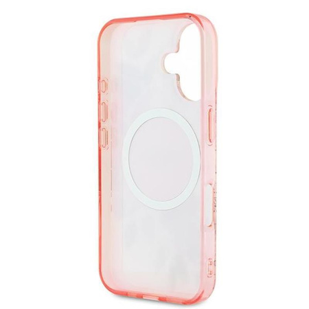 Guess IML Flower & Tonal Circle MagSafe - Coque iPhone 16 (rose)