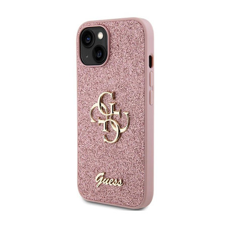 Guess Glitter Script Big 4G - iPhone 15 Plus Case (pink)