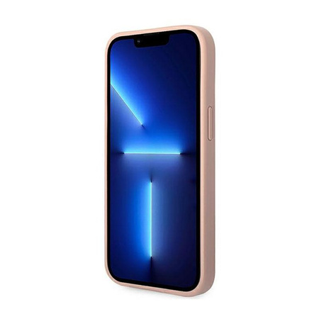 Guess Saffiano Metal Logo Stripes - pouzdro pro iPhone 14 Plus (růžové)
