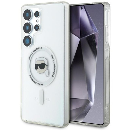 Karl Lagerfeld Taste Karl Kopf gedruckt Logo MagSafe - Samsung Galaxy S25 Ultra Case (weiß)