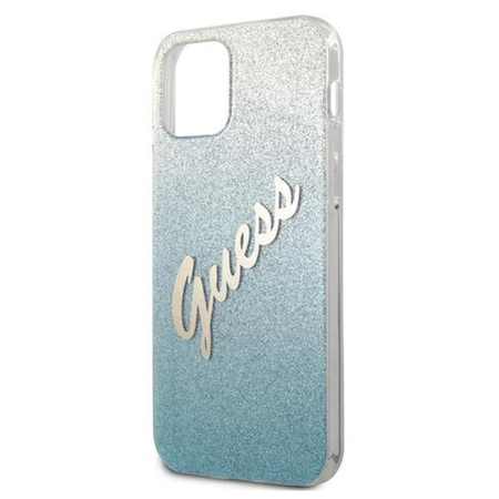 Guess Glitter Gradient Script - pouzdro pro iPhone 12 Pro Max (modré)