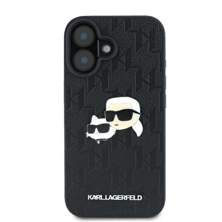 Karl Lagerfeld Monogram Karl & Choupette Head Pin - pouzdro na iPhone 16 (černé)