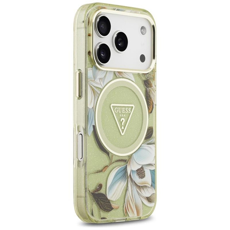 ETUI DO IPHONE 17 PRO do MAGSAFE GUESS ZIELONE ORYGINALNE ELEGANCKIE KWIATY