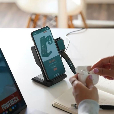 STM ChargeTree Go - 3 az 1-ben mobil vezeték nélküli töltő iPhone-hoz, AirPodshoz és Apple Watch-hoz (fehér)