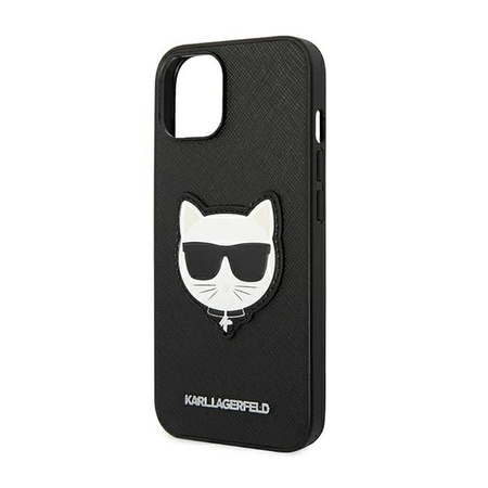 Karl Lagerfeld Saffiano Choupette Head Patch Case - pouzdro pro iPhone 14 Plus (černé)