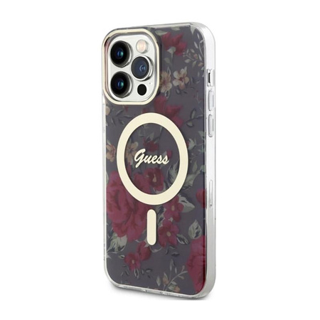 Guess Flower MagSafe - iPhone 14 Pro Max Tasche (Grün)