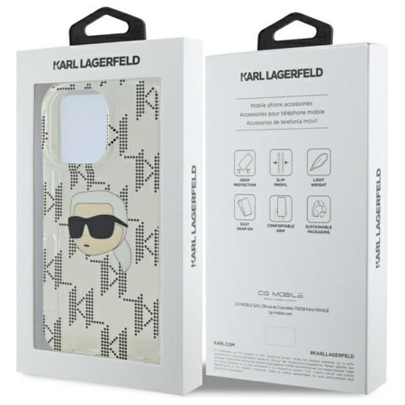 Karl Lagerfeld IML Karl Head Electroplated - Hülle für iPhone 16 Pro (transparent)