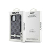 DKNY Ledertasche mit kariertem Monomuster und gedruckten Streifen - iPhone 14 / 15 / 13 (schwarz)