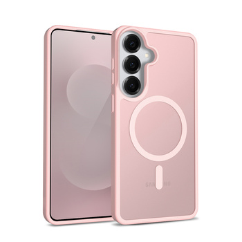 Crong Hybrid Matte Magnetic - kryt MagSafe pro Samsung Galaxy S25 (růžový)