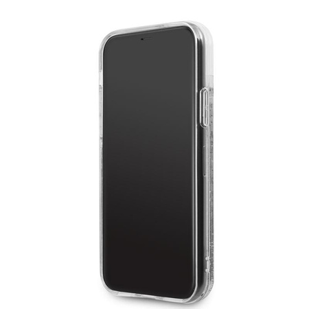 Guess Liquid Glitter Hearts - iPhone 11 Pro tok (ezüst)
