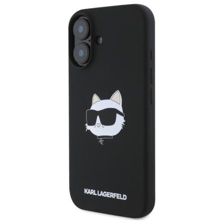 Karl Lagerfeld Silicone Choupette Head Print Étui MagSafe pour iPhone 16 (noir)