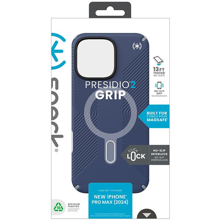 Speck Presidio2 Grip ClickLock & MagSafe - Case for iPhone 16 Pro Max (Coastal Blue / Dust Grey / White)