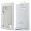 Guess Gekörnte Heißprägung Pfingstrose Dreieck Logo MagSafe - Hülle für iPhone 16e (beige)