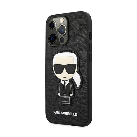 Karl Lagerfeld Saffiano Ikonik Patch - iPhone 13 Pro tok (fekete)