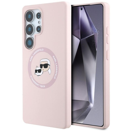 Karl Lagerfeld Silicone Double Heads And Circle MagSafe - Case for Samsung Galaxy S25 Ultra (Pink)