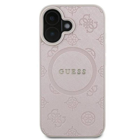 Guess Saffiano Peony Classic Logo MagSafe - Etui iPhone 16 Plus (różowy)