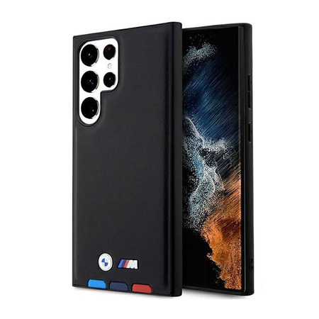 BMW Leather Hot Stamp Tricolor - Étui Samsung Galaxy S23 Ultra (noir)