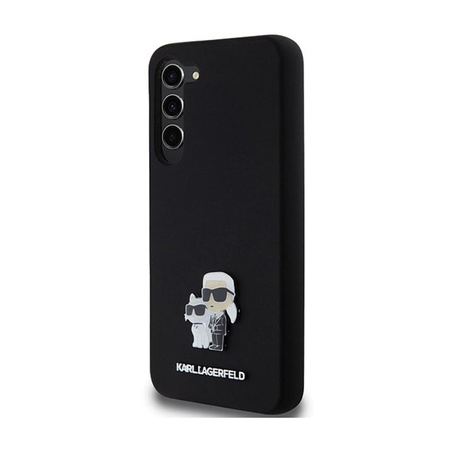 Karl Lagerfeld Silicone Karl & Choupette Metall-Anstecker - Hülle Samsung Galaxy S24+ (czarny)