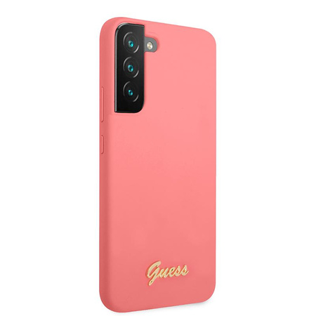 Guess Szilikon Script Metal Logo - Samsung Galaxy S22 tok (fukszia)