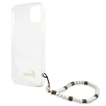 Guess White Pearl Strap - iPhone 15 / 14 / 13 Case (transparent)