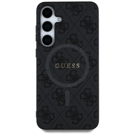 Guess Leather 4G Coloured Ring Classic Logo MagSafe - étui pour Samsung Galaxy S25 (noir)
