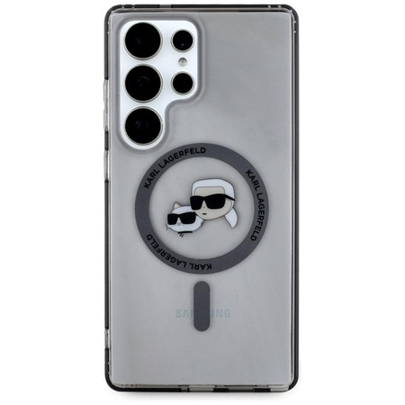 Karl Lagerfeld Button Karl & Choupette Heads Logo imprimé MagSafe - Étui Samsung Galaxy S25 Ultra (noir)