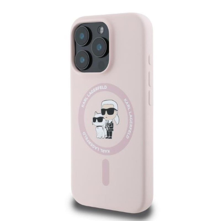 Karl Lagerfeld Silicone Karl & Choupette Ring MagSafe - Etui iPhone 16 Pro Max (różowy)