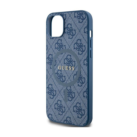 Guess 4G Collection bőr fém logós MagSafe - iPhone 15 Plus / 14 Plus tok (kék)