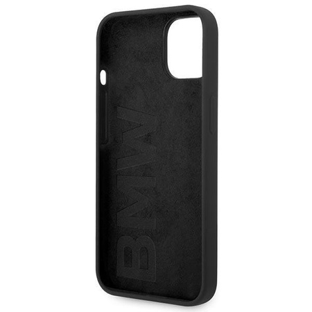 BMW Liquid Silicone Case Metall-Logo - iPhone 14 Plus Hülle (Schwarz)