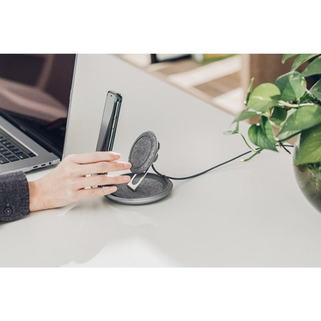 Moshi Lounge Q Wireless Charging Stand - Qi wireless inductive charger for iPhone and Android 15W (Nordic Gray)