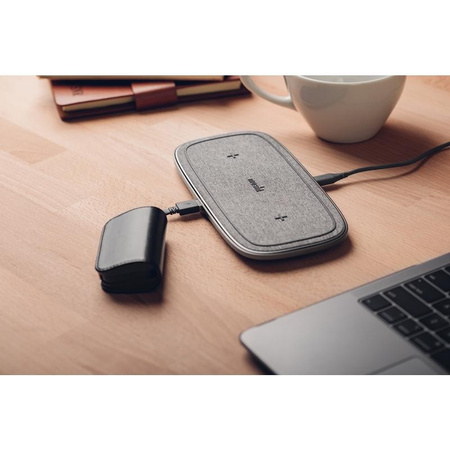 Moshi Sette Q - Duales drahtloses induktives Qi-Ladegerät für iPhone und Android (Nordisches Grau)