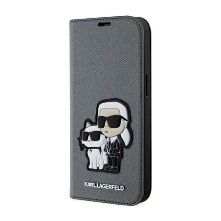 Karl Lagerfeld Booktype NFT Saffiano Karl & Choupette - iPhone 14 tok (ezüst)