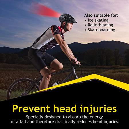 Dunlop - Kask rowerowy MTB 6xLED r. L (Czarno-szary)