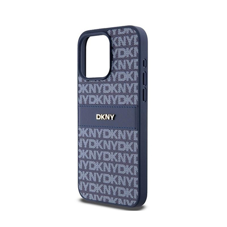 DKNY Bőr mono csíkos és fém logóval - iPhone 15 Pro Max tok (kék)