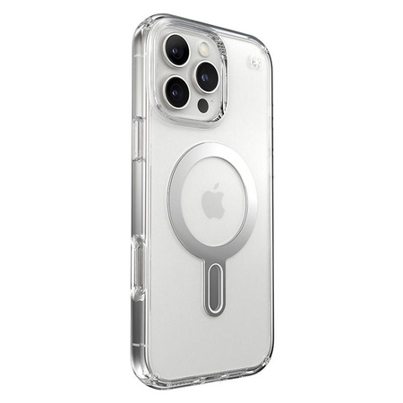Speck Presidio Perfect-Clear ClickLock & MagSafe - Coque iPhone 16 Pro Max (Clair / Finition Chrome / Argent Serein)