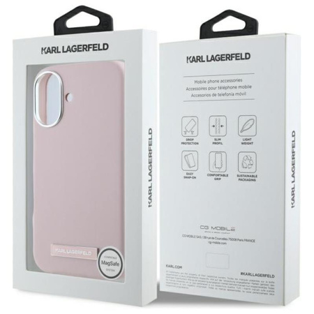 Karl Lagerfeld FW Metal Plate MagSafe - Pouzdro pro iPhone 16 (růžové)