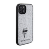 Karl Lagerfeld Fixed Glitter Choupette Logo Metal Pin - iPhone 15 / 14 / 13 Tasche (Silber)