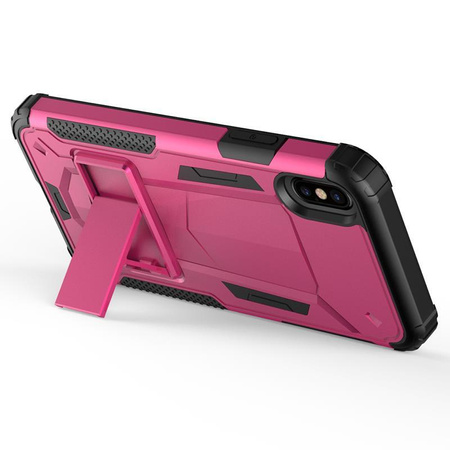 Zizo Hybrid Transformer Cover - Coque blindée pour iPhone X avec support (rose vif/noir)
