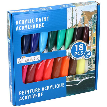 Artist & Co - Sada akrylových barev v 36 ml tubách 18 barev