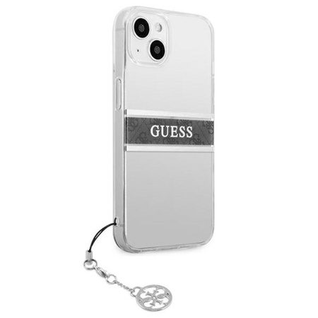 Guess 4G Stripe Grey Charm - Coque pour iPhone 13 mini (transparente)