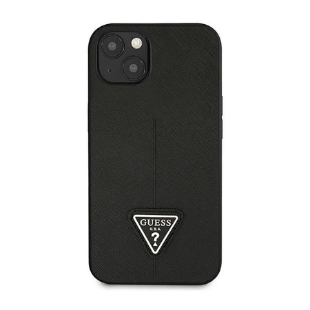 Guess Saffiano Triangle Logo Case - Hülle für iPhone 14 Plus (Schwarz)